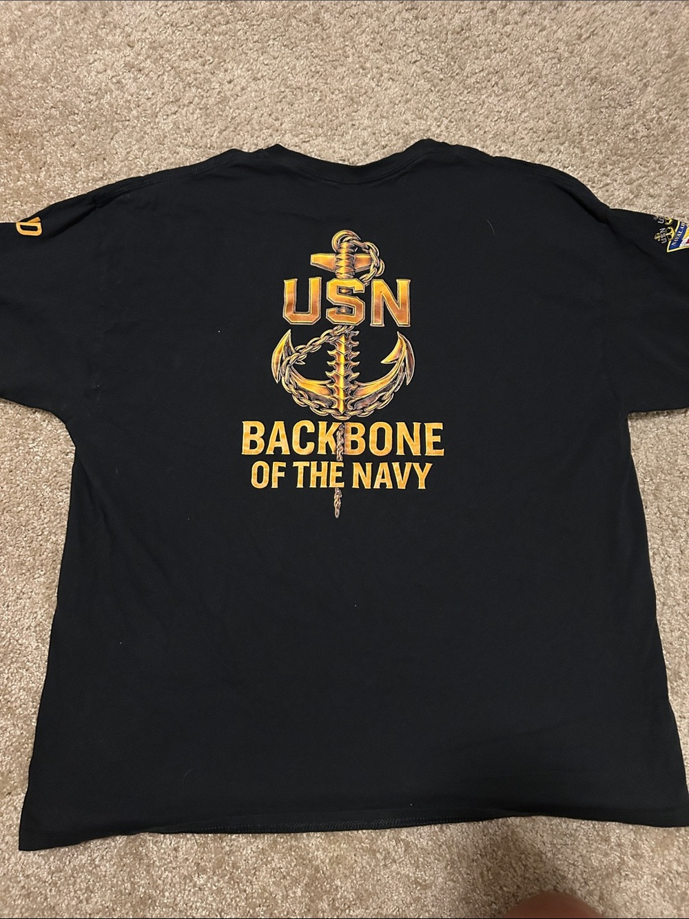 United States Navy Chief Black T-Shirt with Yellow Octopus USN Graphic - Picture 2 of 4